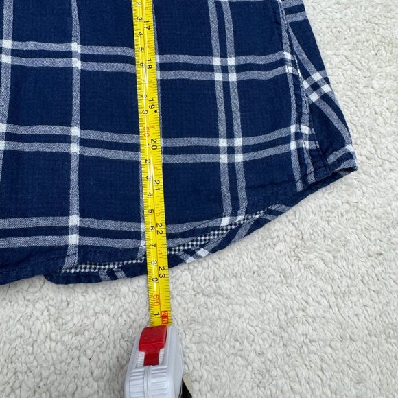 Y2K Hollister Women's Blue White Plaid LS Button Down Shirt 100% Cotton, Size XS - Picture 6 of 7
